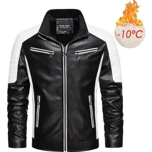 2021Spring New Men 's Vintage Leather Jackets Fleece Outwear Casual Motorcycle Pu Jacket Biker Leather Windbreaker 4XL