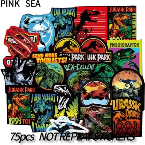 10/30/75Pcs/lot Cool Dinosaur Movies Jurassic Park Sticker For Car Motorcycle Skateboard Snowboard Laptop Luggage TOY Stickers