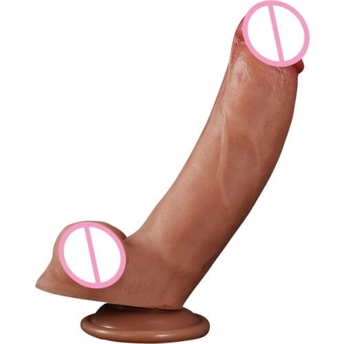 7.87 Inch Huge Dildo Realistic Bendable with Suction Cup Penis Body-safe Double Layer Soft Silicone Big Dildo Sex Toys for Woman