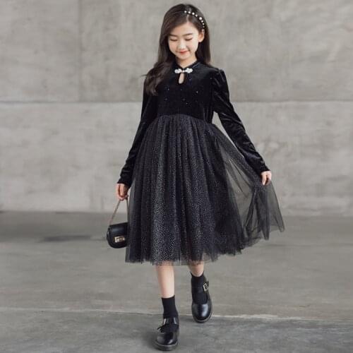 2021 Autumn Girl Dress Elegant Kids Dresses for Girls Long Sleeve Princess Dress Children Clothes 6 8 10 12 14 16 Years Costume
