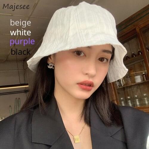 Bucket Hats Women Summer Breathable Lightweight Korean Style Fishman Hat Female Fashion Simple Design Classic Casual New Popular