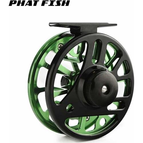 PHAT FISH CNC Machine Reels #3/4 #5/6 #7/8 Weights Full Metal Aluminium Alloy Large Arbor Trout Fly Fishing Reel