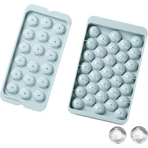 18/33 Grid Sealed Ice Cube Tray Round Ball Diamond Shape Plastic Ice Mold Home Bar Party Juice Fruit Cube Makers Ice Cream Tools