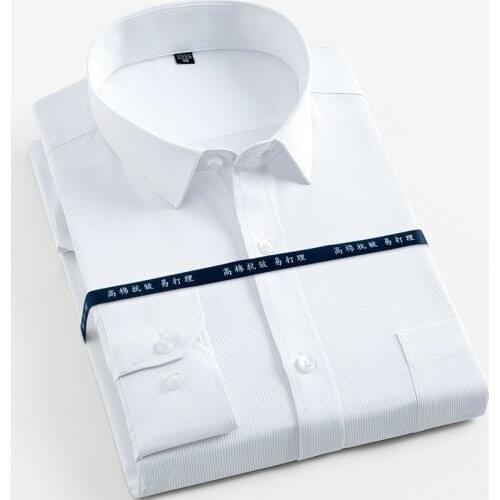 8XL Solid Color Twill Striped Shirts for Men Work Long Sleeve Shirt Mens Dress Shirts Korean Clothes Oversized Button Up Shirt
