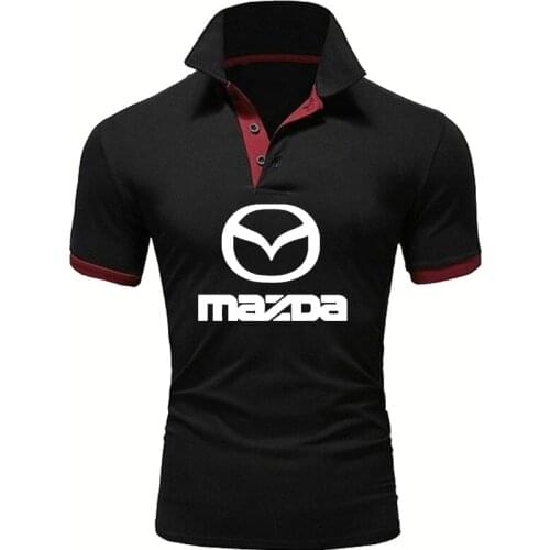 Summer Fashion Mens tops Mazda Car Logo Printing Casual polo shirt high quality Cotton Solid color Mens short sleeve