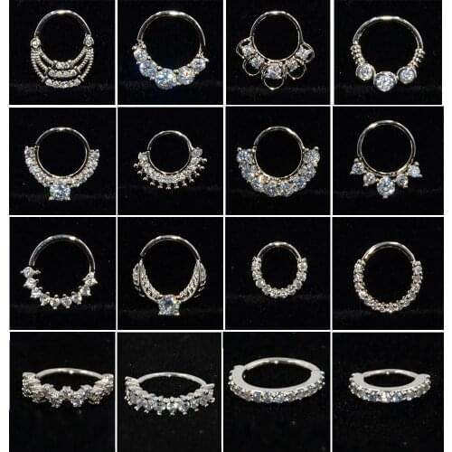 1P 18g Open Hoop Daith Earring Cz Cartilage Rook Earring Septum Ring Nose Ear Piercing Body Jewelry