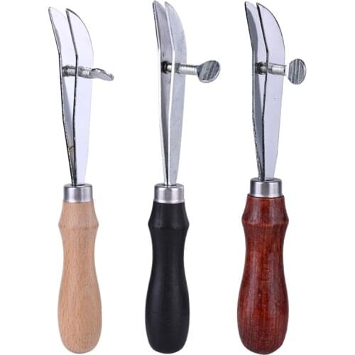 LMDZ Adjustable Outside Edge Creaser Wood Handle Leather Edge Beveler Leather Craft Tools for DIY Handmade Leather Working
