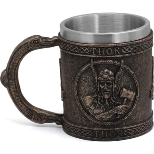 Nordic Viking Thor Mjolnir Knot Tankard Dragon Scandinavian Mug Nordic Beer Cup