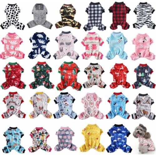 Warm Fleece Dog Pajamas Winter Pet Clothes Lovely Xmas Dog Jumpsuit Puppy Cat Coat Homewear Clothing Chihuahua Teddy Outfits
