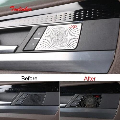 Tonlinker Interior Door Handle Speaker Stickers for Volkswagen Passat B9 2019 Car Styling 4 PCS Stainless steel Cover stickers