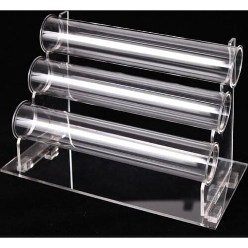 2016 New Fashion 3 Tier Acrylic Bracelet Chain Watch T-Bar Rack Jewelry Organizer Hard Display Stand Holder Free Shipping