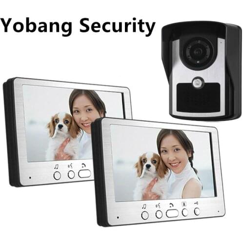 Yobang Security Apartment Video Intercom System 7 Inch Monitor Video Door Phone Intercom System Wired Home Video Doorbell kit