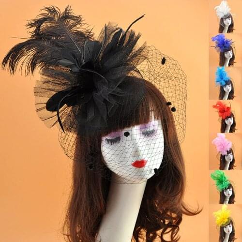 Feather Fascinators for Women and Girls Pillbox Hat Cocktail Church Kentucky Derby Hat Birdcage Tea Party Wedding Hat Face Veil