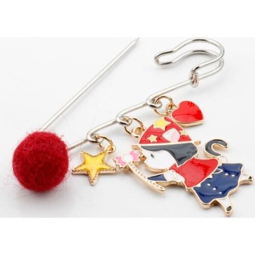 Pin Brooches Safe Clip Pins Cute Gold Star Red Heart Red Ball and Dog Shape Pendant Brooch Lapel Pin Jewelry Badges Pins -5