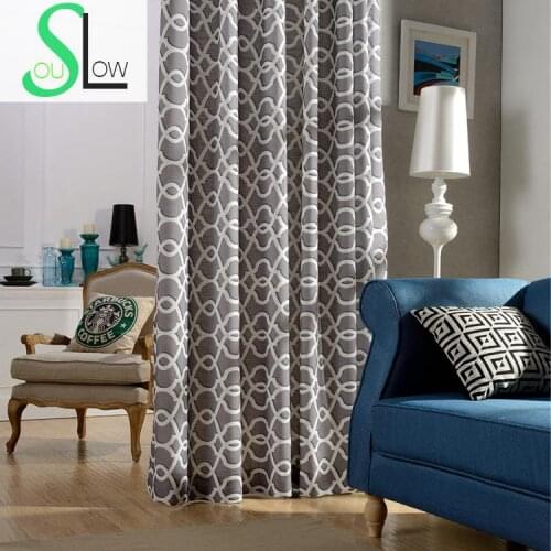 Slow Soul Rhythm Fabric Curtain Cotton French Window Pastoral Printed Curtains For Living Room Luxury Light Blue Dark Coffee