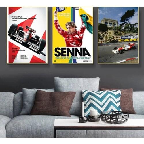 Ayrton Senna F1 Formula Legend Star Champion Race Car Canvas Painting Vintage Poster and Prints Wall Art Picture for Home Decor