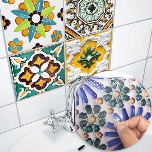 10PCS Creative Porto Sticker Waterproof Bathroom Kitchen Wall Stickers Self Adhesive Mosaic Marble Morroco Backsplash Brick Dec