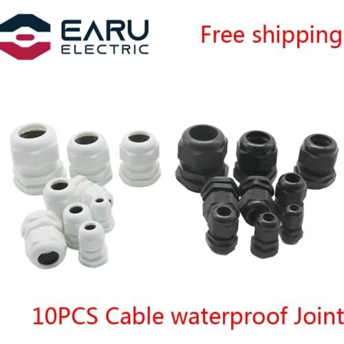 10PCS Waterproof Cable Gland Cable Entry IP68 PG7 PG9 PG11 PG13.5 PG16 PG19 PG21 PG25 White Black Nylon Plastic Connector
