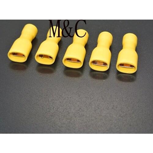 1000PCS Yellow FDFD5.5-250 6.3mm fully Insulated Female Electrical Crimp Terminals