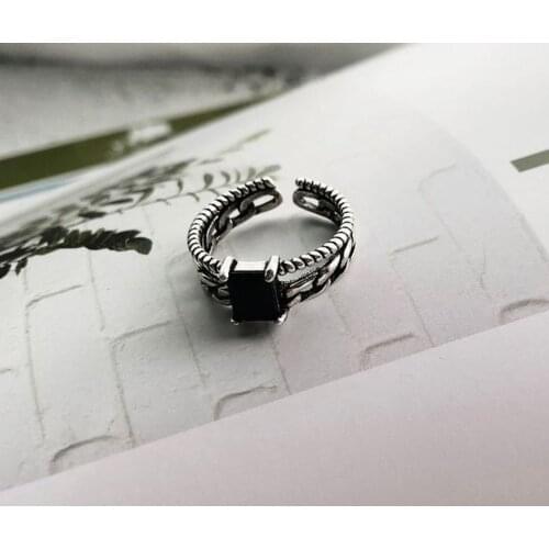 2020 New Retro Wild Female Ring Silver Ring Fashion Sweet Ring Chain Opening Vintage Old Thai Silver Ring Anniversary