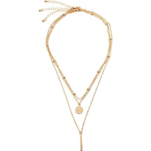 3 pcs/Set Women Alloy Plated Long Chain Necklace 3 layer Necklaces Bijoux Women Collars Jewelry Collarbone Pendant Necklace