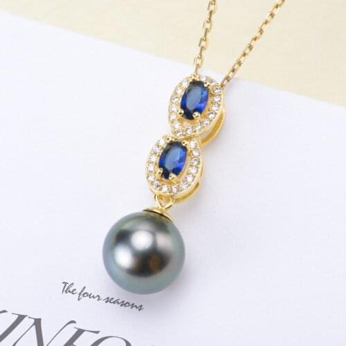 3Pcs/Lot Luxury Sapphire Design Necklace Pendant Mountings In S925 Sterling Silver Plated Rhodium Silver/Gold Color Handmade Acc