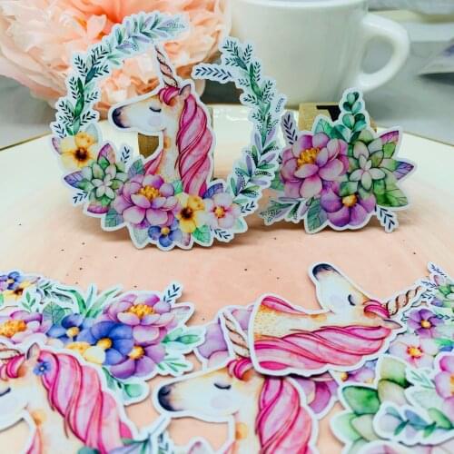 32 pcs Flower unicorn sticker for kid homemade book stickers on laptop / decorative scrapbooking