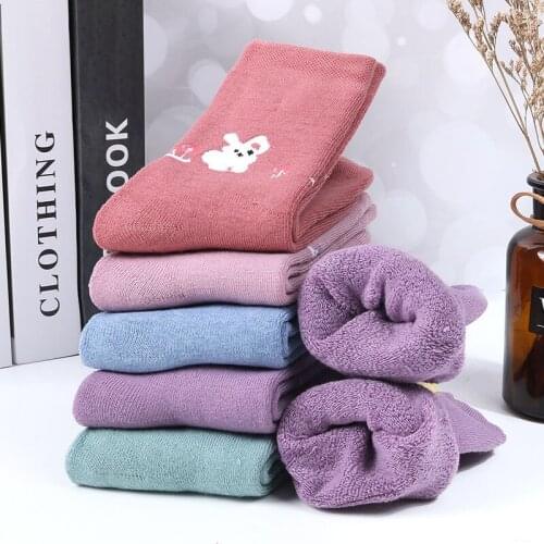 5pairs Autumn Winter Women Cotton Socks Embroidery Animal Harajuku Casual ladies funny cute Socks Breathable Streetwear Art Sox