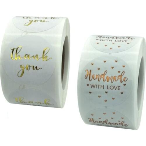 1.5Inch Bronzing Love Labels Thank You Stickers Decoration Paper Scrapbooking Sticker Sealing Stationery Supply 50PCS