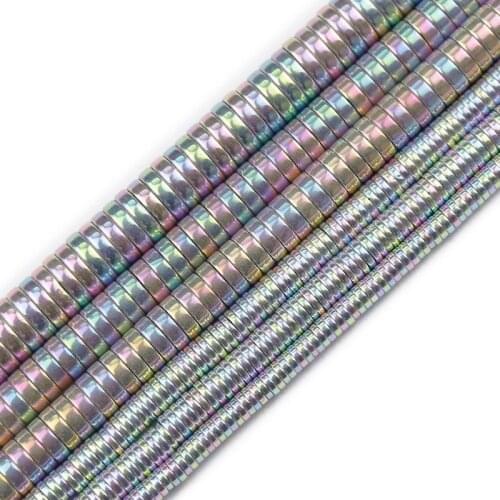 JHNBY 3/4/6mm Light Purple Flat Round Coin Hematite Natural Stone Spacer Loose Beads For Jewelry Making Diy Bracelet Accessories