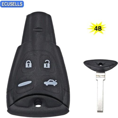 4 Button Smart Key Case Remote Key Shell Housing for SAAB 93 95 9-3 9-5 2003 2004 2005 2006 2007 2008 2009 2010 with Insert Key