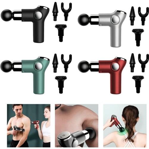 Home Massage Gun Percussion Deep Tissue Massager Body Muscle Relax 4 Heads Fascia Gun Deep Muscle Massager Relaxation