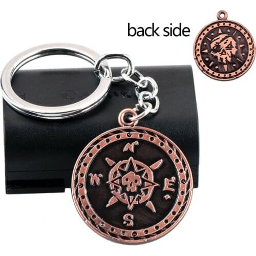 Game Sea of Thieves Keychain Pirate Skeleton Pendant Necklace Keyring Fans Collection Gift Jewelry