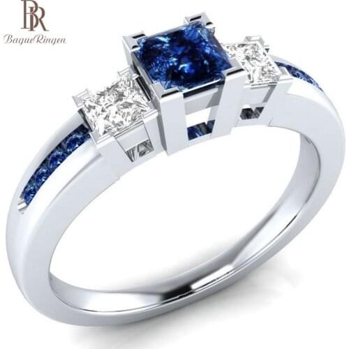 Bague Ringen Fashion Simple Geometry 4 colors Zircon Ring Lady 925 Silver Jewelry for Weddings Engagement Anniversary Wholesale