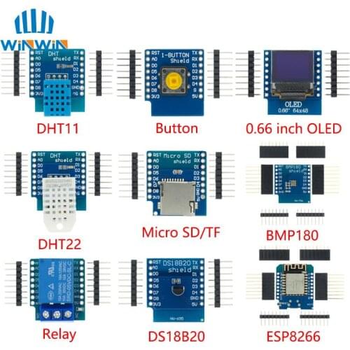 ESP8266 D1 Mini Pro WiFi Development Board NodeMcu WS2812 RGB DHT11 DHT22 AM2302 Relay DS18B20 BMP180 Motor for WeMos DIY Kit