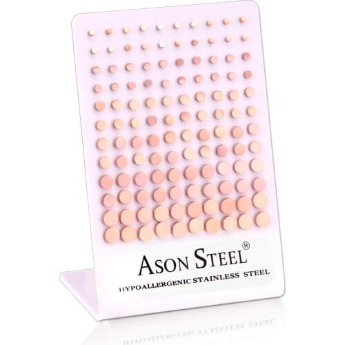 LUXUKISSKIDS 60paris/lot Mixed Size Round Small Stud Earrings Set Stainless Steel Screw Plug Earring For Women Kids Girl Men