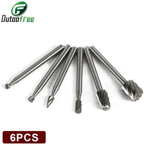 6pcs Dremel Rotary Tools HSS Wood Milling Burrs Cutter Set DREMEL accessories MultiPro Drills Special seat Rotary Burrs Set