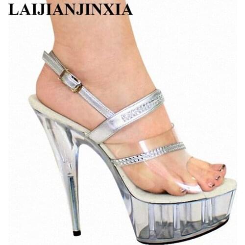 New 15 CM High-Heeled Crystal Sandals Nightclub Dance Shoes Pole Dancing Shoes Model High Heels Womens Shoes