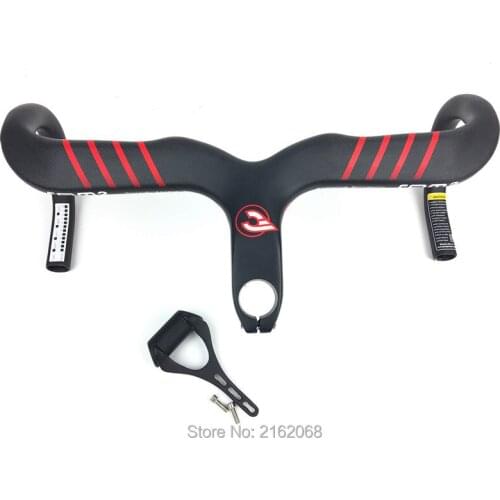 New arrival red line Road bike 3K full carbon fibre bicycle handlebar and stem integratived with computer stent parts Free ship