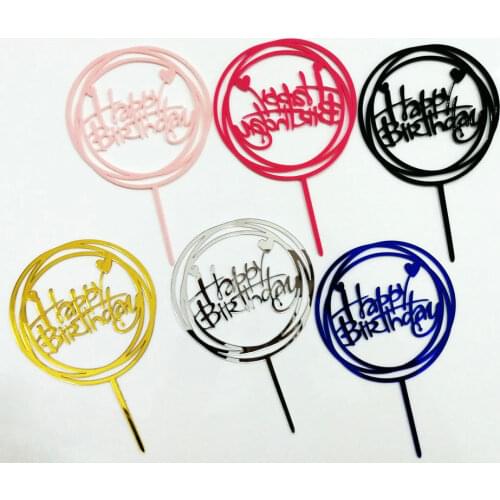 New Happy Birthday Acrylic Cake Topper Gold Pink Love Cake Topper For Kids Gilrs Birthday Party Cake Decorations Baby Shower