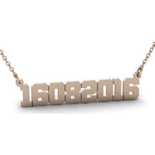 Ufine Personalized Date of Birth or Anniversary custom date bar pendant Necklace cooper high quality pendant necklace N2169