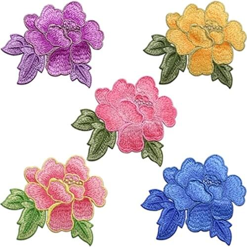 Peony Flowers Sew on Patches for Clothes Applique Embroidery Flower Patches Sewing Lace Patch Decorations Clothing Accessories