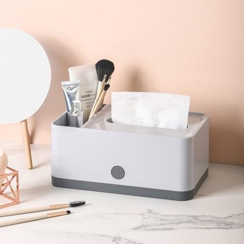 Simplicity Desktop Spring Tissue Box Lightweight Multifunctional Tissue Box With Side Storage Compartment For Home Living Room