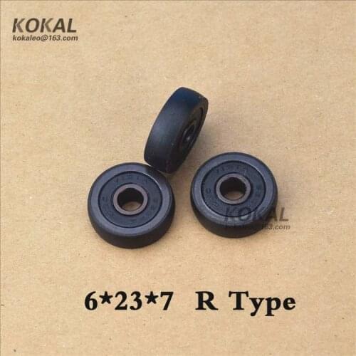 [R0623-7B]Low noise high quality 626zz ball bearing coated with Nylon balck roller wheel 6*23*7