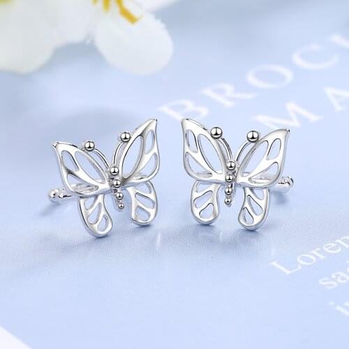 Girls' Lovely Simple Style Butterfly Cartilage Clip Earrings Hollow Pattern Cuff Earring Romantic Female Earring Accessory Gifts