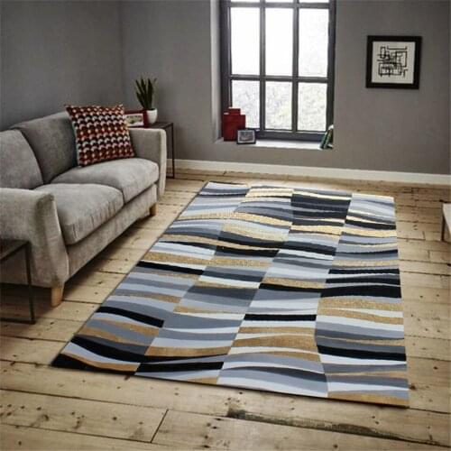 Modern Luxury 3D Black Gray Geometric Strip Mat In The Living Room Fashion Nordic Carpet On The Balcony Bedroom Rug Bathroom Mat