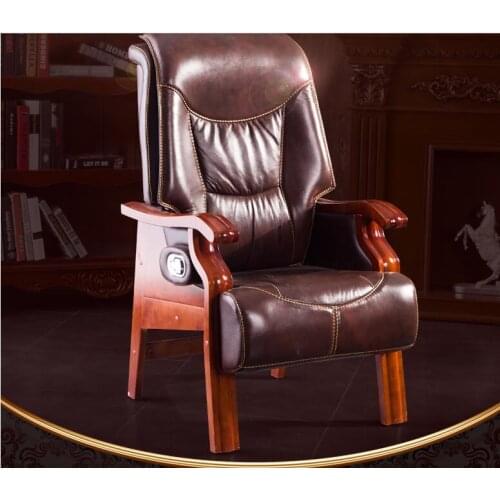 Four-legged solid wood conference chair. Fixed armrest home office chair..025