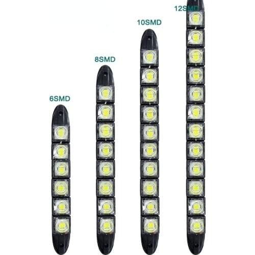 LED Car Day light Driving Front Fog Bar Flexible External Daytime Running light bulb 6-12 smd chips auto accessories DRL white