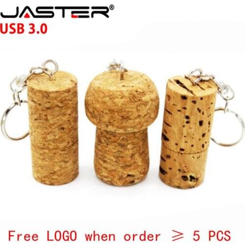 JASTER 3.0 Wood cork USB flash drive wooded plug pendrive 8GB 64GB 32GB memory stick logo customized with keychain wedding gift