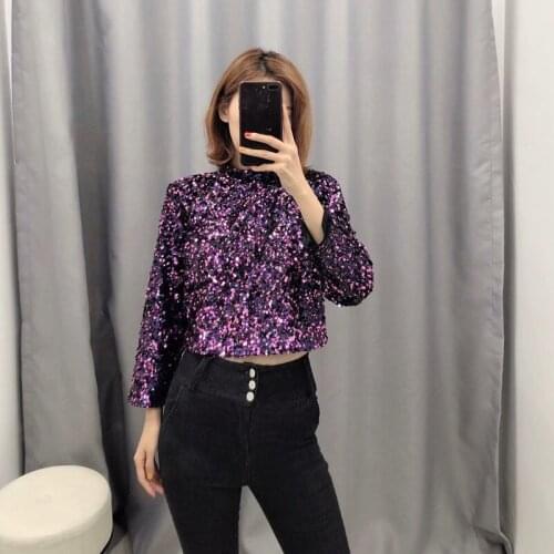 Spring Womens Shiny Backless Short Tops Sexy Fashion 2021 Spring New Products